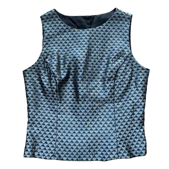 Vtg Scott McClintock Checkered Metallic Sleeveless Formal Top Gray Black Size 10 - Picture 1 of 7